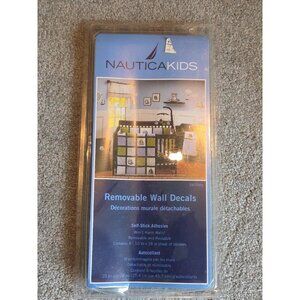 Nautica Kids Removable Wall Decals Zachary Sail Boat Clouds Fish Blue Nursery